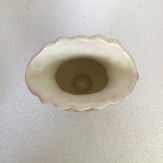 Ceramic Hull U. S. A. Pottery Double Handle Pink and Yellow Magnolia Flower Vase For Sale - Image 7 of 13