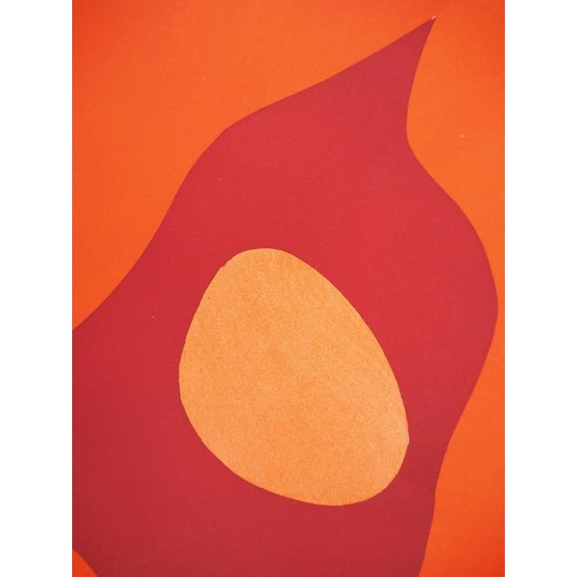 Modern Jean Arp, Profile on Orange Background, Lithograph and Stencil For Sale - Image 3 of 5
