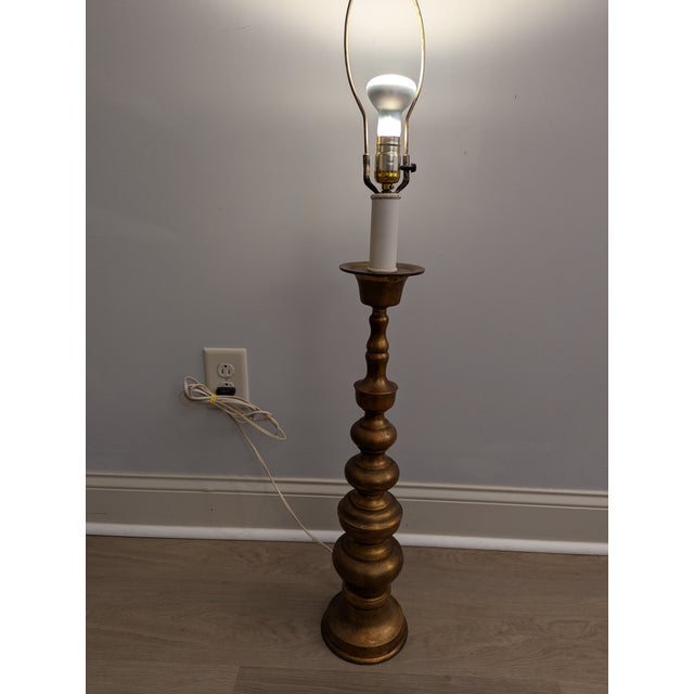 Antique French Brass Pascal Church Altar Candlestick Lamp 32" For Sale - Image 15 of 15