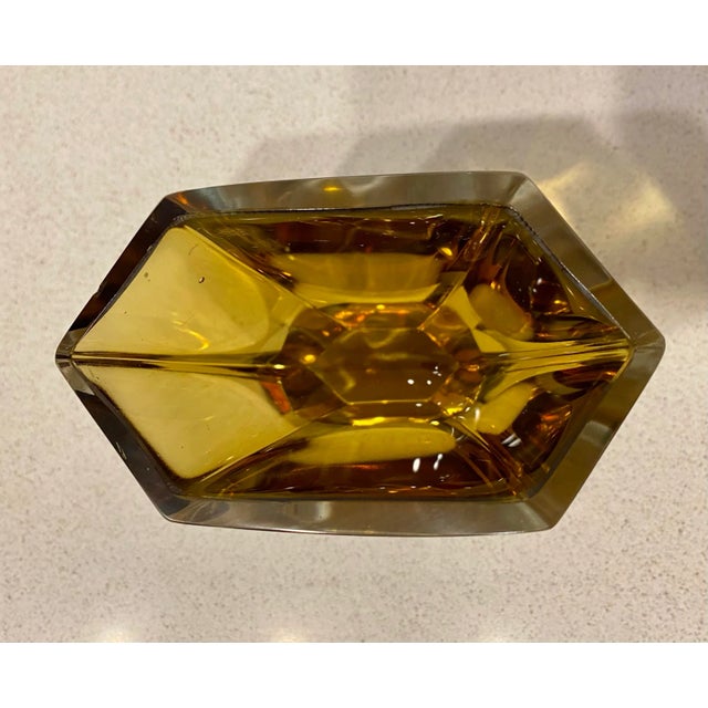 Mid-Century Modern Vintage 1970s Amber Art Glass Small Vase For Sale - Image 3 of 6