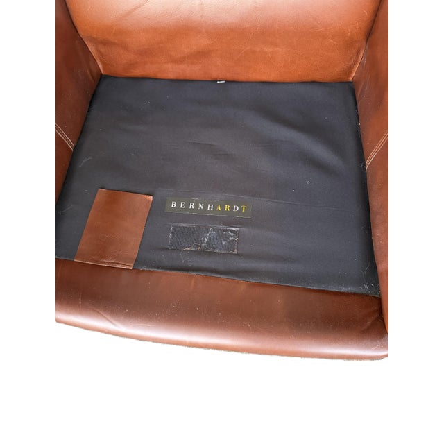Bernhardt Brown Leather Club Chair With Nailhead Trim For Sale - Image 10 of 13