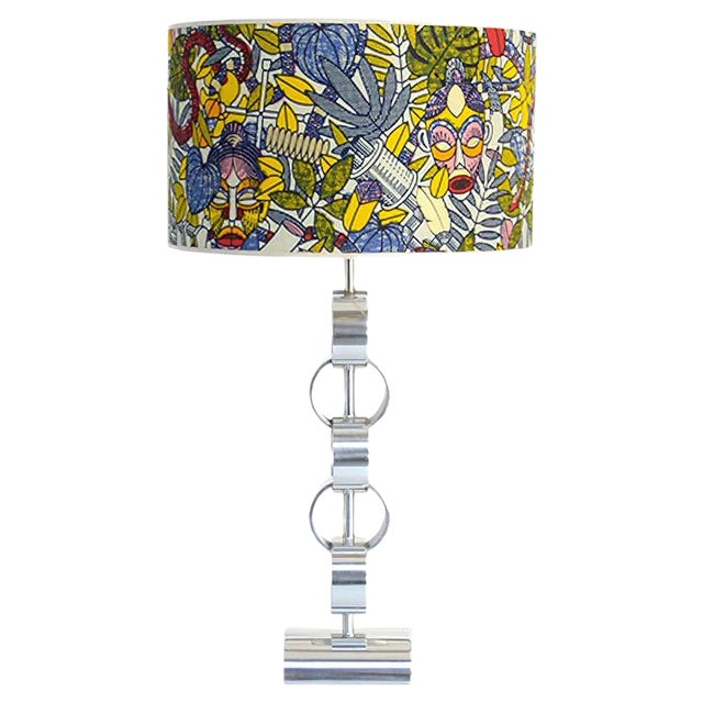 Minimalist Chromed Table Lamp, 1970s For Sale