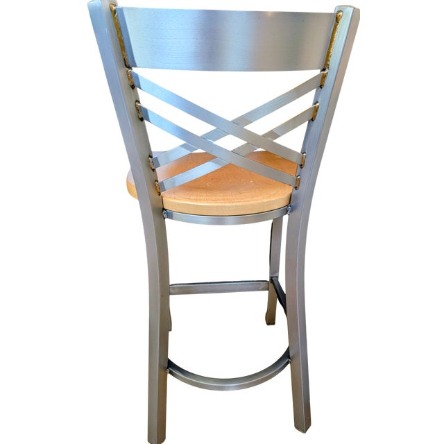 Tan Holland Catalina Solid Maple & Stainless Steel Counter Stool Set of 3 For Sale - Image 8 of 17