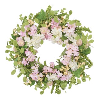 Mixed Garden Floral Wreath 22 Inch For Sale