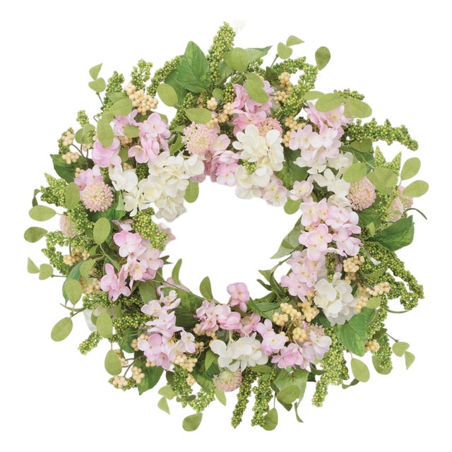 Mixed Garden Floral Wreath 22 Inch For Sale