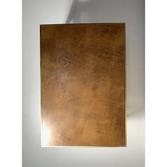 Brown Paul McCobb Brass Inset Leather Caned Magazine Table For Sale - Image 8 of 12