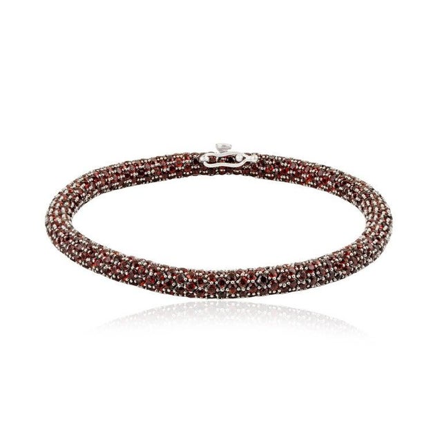 Not Yet Made - Made To Order Deep Red Garnet Mesh Bracelet in Sterling Silver For Sale - Image 5 of 12