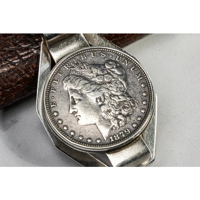Retro Antique Sterling Silver 1879 Morgan Dollar Coin Money Cash Clip For Sale - Image 4 of 8