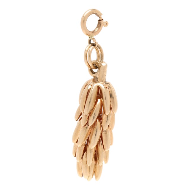 1950s Bunch of Bananas Charm, 14k Yellow Gold, Length 1.5 In For Sale