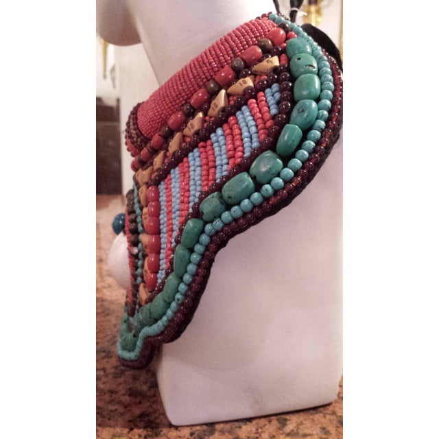 Vintage Statement Beaded Bib Collar Necklace For Sale - Image 4 of 4