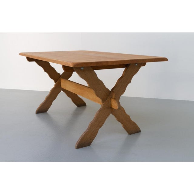 Vintage Danish Brutalist Oak Dining Table attributed to Henning Kjærnulf, 1950s For Sale - Image 11 of 18
