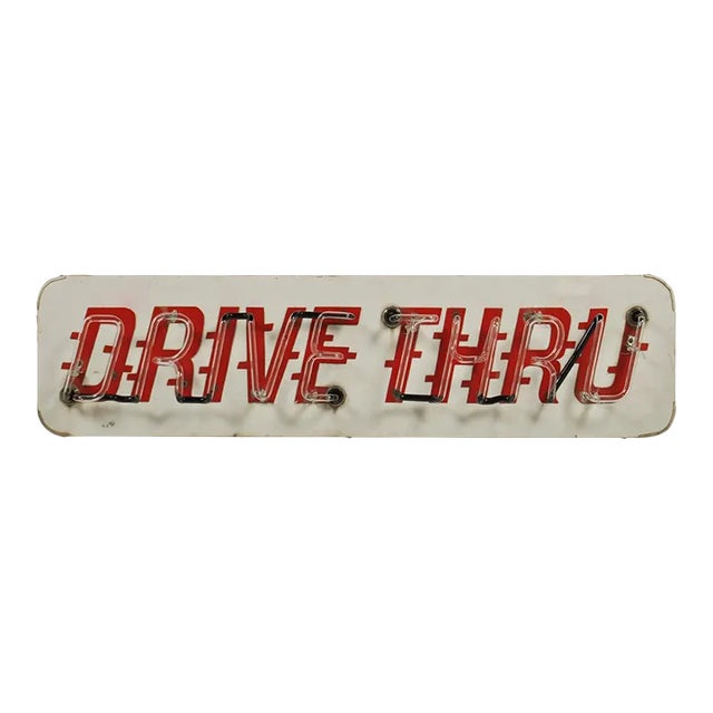 Authentic Vintage Drive Thru Neon Sign For Sale
