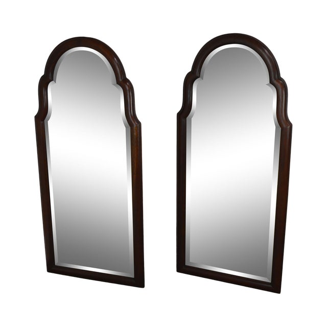 Hickory Chair Co Pair Solid Mahogany Frame Arch Top Beveled