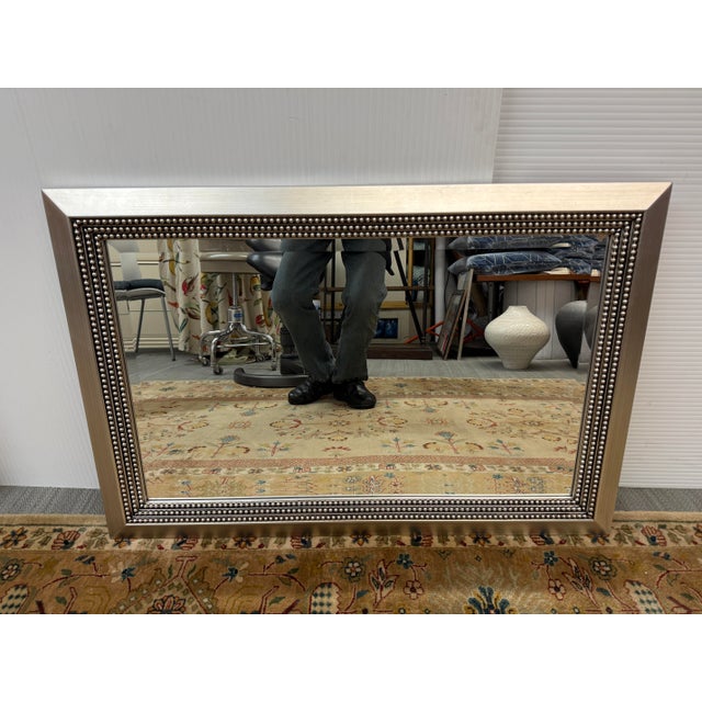 Transitional Uttermost Silver Triple Beaded Wall Mirror For Sale - Image 3 of 12