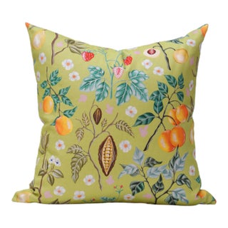 Harvest Garden Green Floral Pillow Cover For Sale