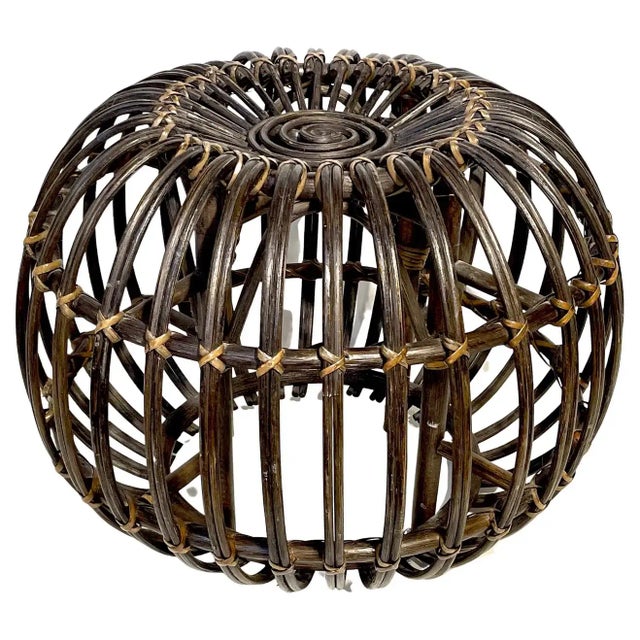 Mid 20th Century Stained Rattan, Reed & Willow Pouf/ Ottoman For Sale In Greensboro - Image 6 of 6