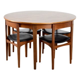 Mid-Century Modern Extendable Dining Table and Chairs in Teak from Nathan, 1960s, Set of 5 For Sale