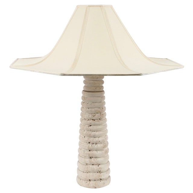 Mid-Century Italian Table Lamp in Travertine by Fratelli Mannelli, 1970s For Sale