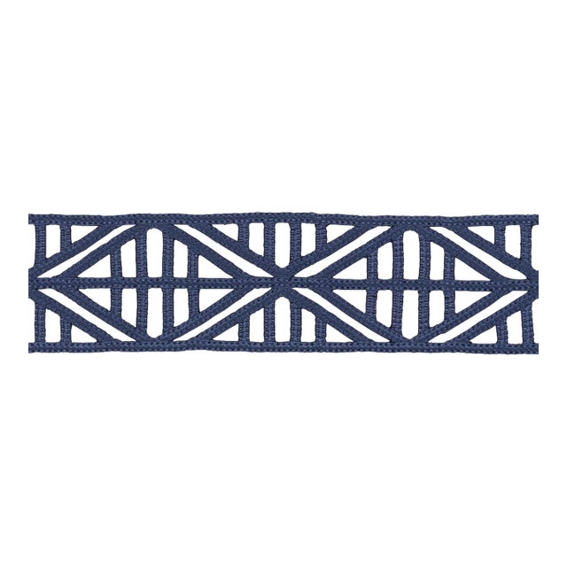 Sample - Schumacher Diamond Lattice Trim in Navy For Sale