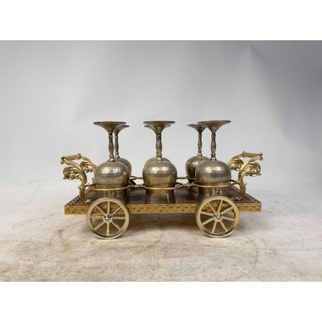 Vintage Silver-Plated Liquor Glass Trolley Set, 1950s, Set of 6 For Sale - Image 3 of 9