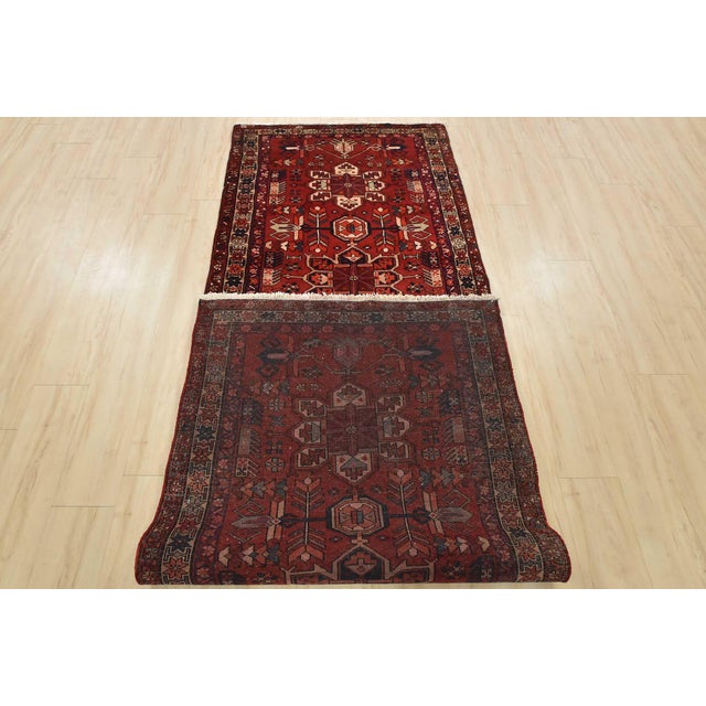Karajeh Runner 3’7” X 10’3” Red Wool Vintage Tribal Hand-Knotted Oriental Rug For Sale - Image 13 of 14