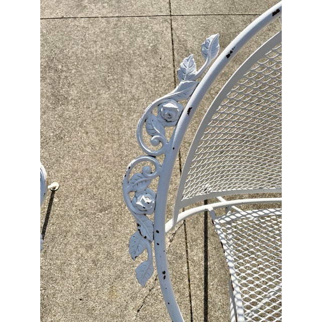 1950s Maurizio Tempestini for Salterini Radar MCM White Wrought Iron Lounge Chairs With Footrests, 4 Pieces For Sale In Cleveland - Image 6 of 12