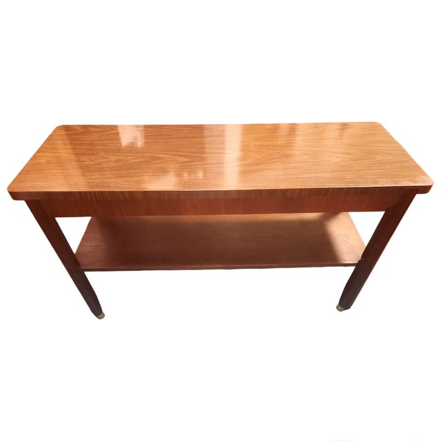 1950s Find! Mid-Century Modern 'Management by Alma Desk Company' Made in High Point, North Carolina, Single Drawer, Center Shelf Desk Console For Sale - Image 12 of 12