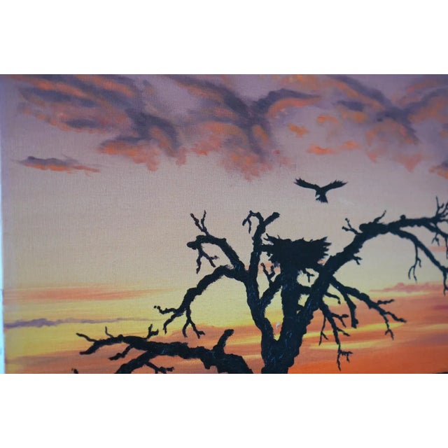 1990s Sunset Landscape Painting Wall Art - Original Acrylic Art by Randall Seals 16x20 Inches For Sale - Image 4 of 5