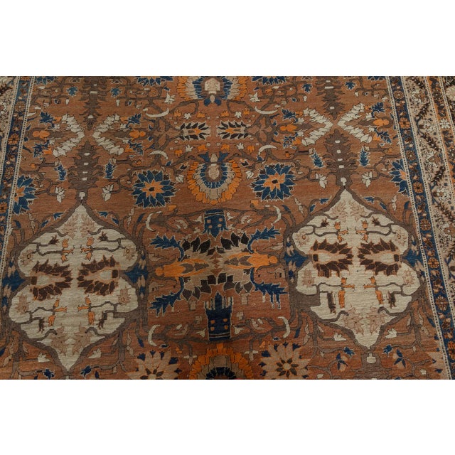 Late 19th Century Antique Persian Tabriz Handmade Wool Carpet For Sale - Image 5 of 8