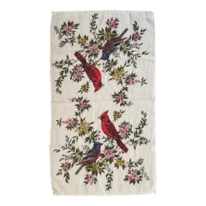 Mid 20th Century Songbird Linen Tea Towel