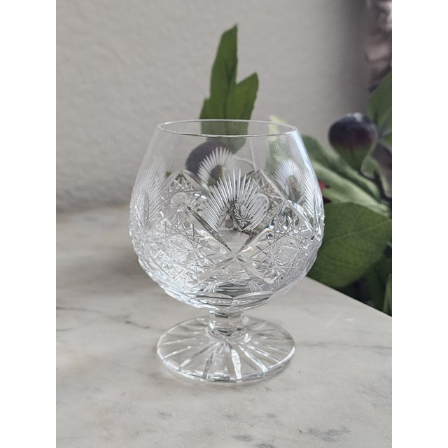 Glass 1980s Bohemian Czech Crystal Set of 6 Cognac or Brandy Snifters For Sale - Image 7 of 10
