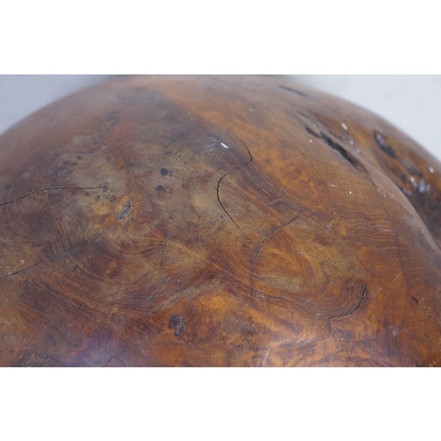 Vintage Indonesian Teak Wood Garden Sphere Ball Orb Sculpture 12" For Sale - Image 9 of 11