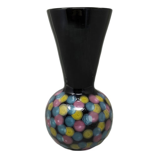 Italian Handcrafted Polychrome Vase in Ceramic by Bizzirri, 1980s For Sale