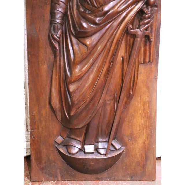 Brown Pair of 17th Century French Walnut Panels of Saint Paul and Saint Teresa of Ávila For Sale - Image 8 of 10