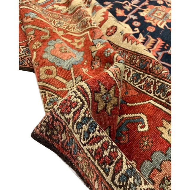 Mid 18th Century Persian Hand Knotted Antique Serapi Rug For Sale - Image 9 of 13