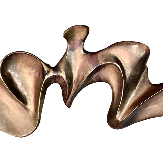 Mid-Century Modern Large Bronze Abstract Sculpture of a Bird in Flight For Sale - Image 3 of 7