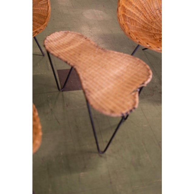 Rattan Salon Table and Chairs by Raoul Guys, 1950, Set of 4 For Sale - Image 9 of 12
