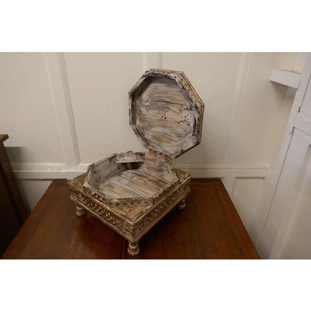 Wood Double Height Carved Indian Box, 1910 For Sale - Image 7 of 8