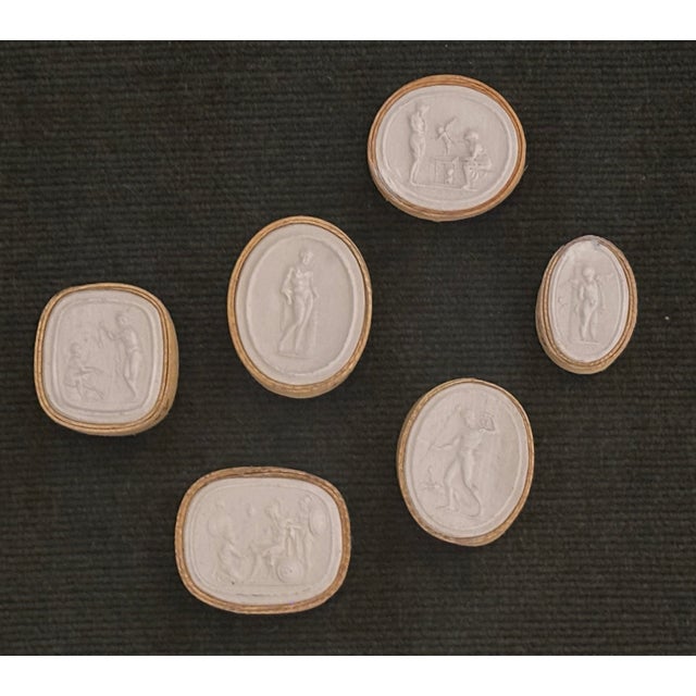 Antique Italian Grand Tour Plaster Intaglios - Set of 6 (Group #6) For Sale - Image 9 of 14