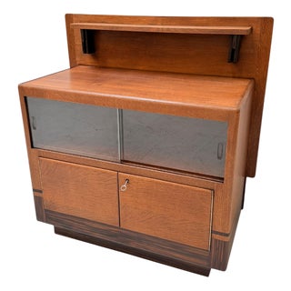 Modernist Art Deco Cabinet in Glass and Oak by Anton Lucas for N.V. Meubelkunst Leiden, 1920s For Sale