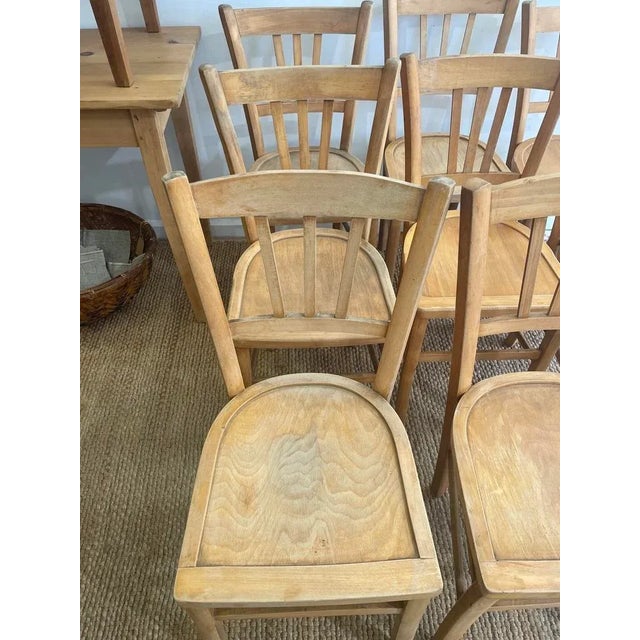 Vintage French Bistro Chairs, 1950s, Set of 9 For Sale - Image 6 of 8