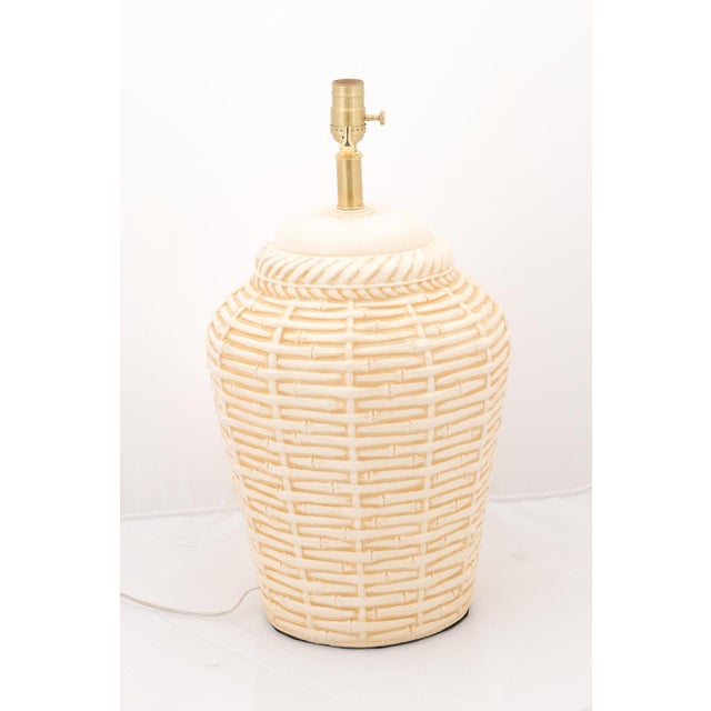 1960s Large Mid-Century Modern Ceramic Bamboo Motif Lamps - a Pair For Sale In Atlanta - Image 6 of 8