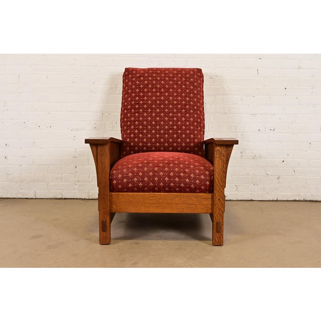 An exceptional Mission or Arts & Crafts style Morris reclining lounge chair By L. & J.G. Stickley USA, Circa Late 20th...