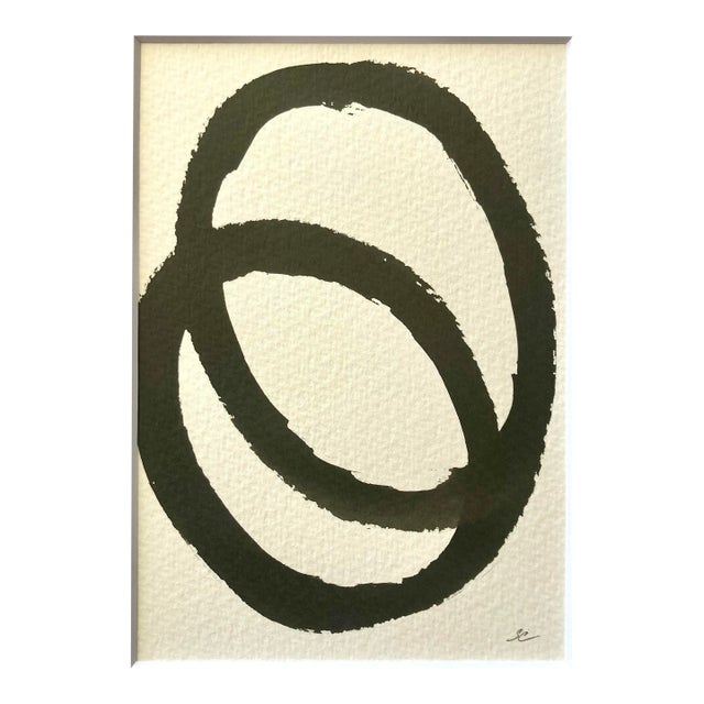 Abstract Circles - Original Pen and Ink Painting on Paper by Stephanie Cate For Sale