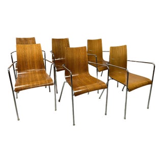 Mid-Century Modern Wengé Dining Chairs attributed to Thonet, Germany, 1990s, Set of 6 For Sale