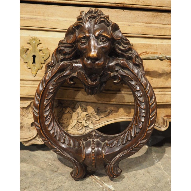 Oversized French Carved Walnut Study of a Bronze Door Knocker, 19th Century For Sale In Dallas - Image 6 of 16