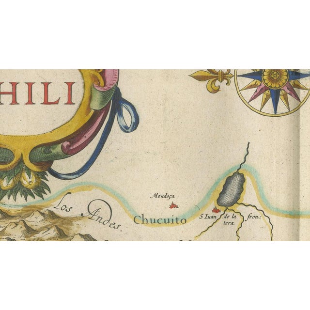 Antique Chile Map Blaeu, 1642 For Sale - Image 10 of 11
