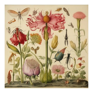 Insects and Flowers – Natural History Fine Art Print For Sale