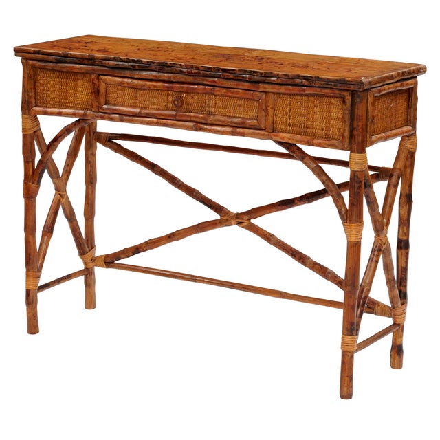 English Console Table, Brown, Rattan For Sale - Image 4 of 4