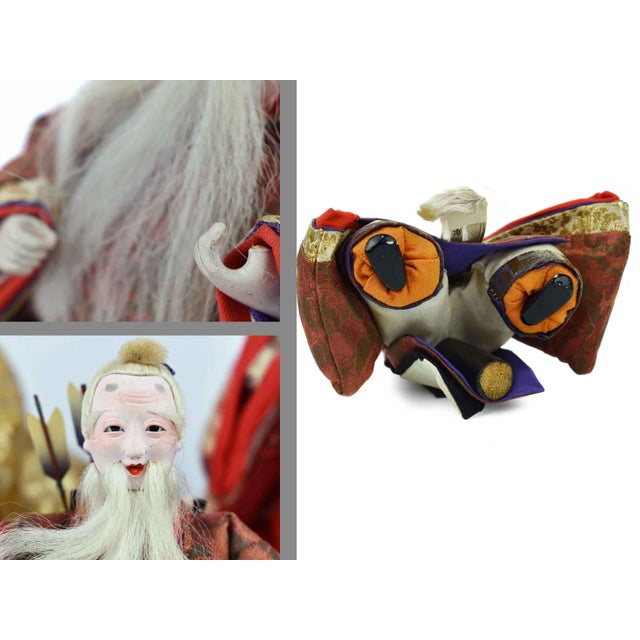 Mid 20th Century Handmade Hand Painted Japanese Imperial Court Hina Doll With Original Case Set of 5 Pieces For Sale - Image 16 of 16